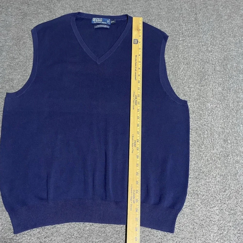 Polo Ralph Lauren Sweater Vest Navy Blue Mens Size XXL Pima Cotton V Neck Golf